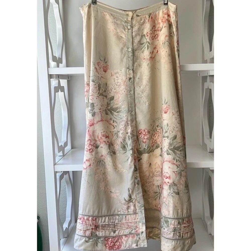 Ralph Lauren Skirt Floral 100% Linen Maxi Boho Cottagecore Cottagerose 6 - Picture 3 of 9